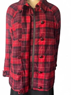 CoffeeShop Red and Black Plaid Jacket